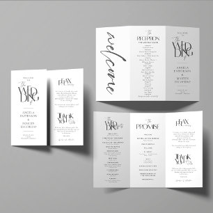 Förmliches Hochzeitsprogramm Schwarz-weiß