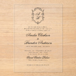 Förmliches Schwarz-Weiß-Wappen Acryleinladungen