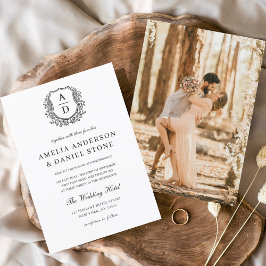 Förmliches Wappen Monogramm Foto Hochzeit Einladung