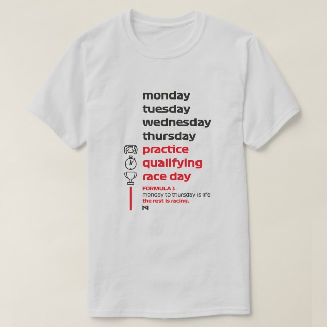 FORMULA 1 RACE WEEK WHITE T-Shirt (Design vorne)