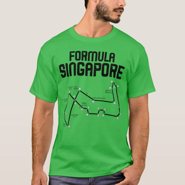 Formula Singapore Racing Circuit Car Map Grand fri T-Shirt (Vorderseite)