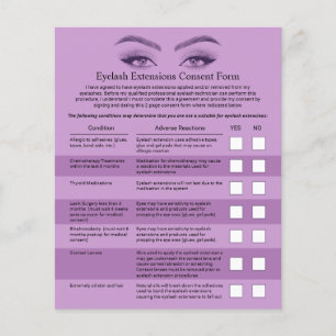 Formular für Lila Haftungsfreistellung von Eyelash Flyer