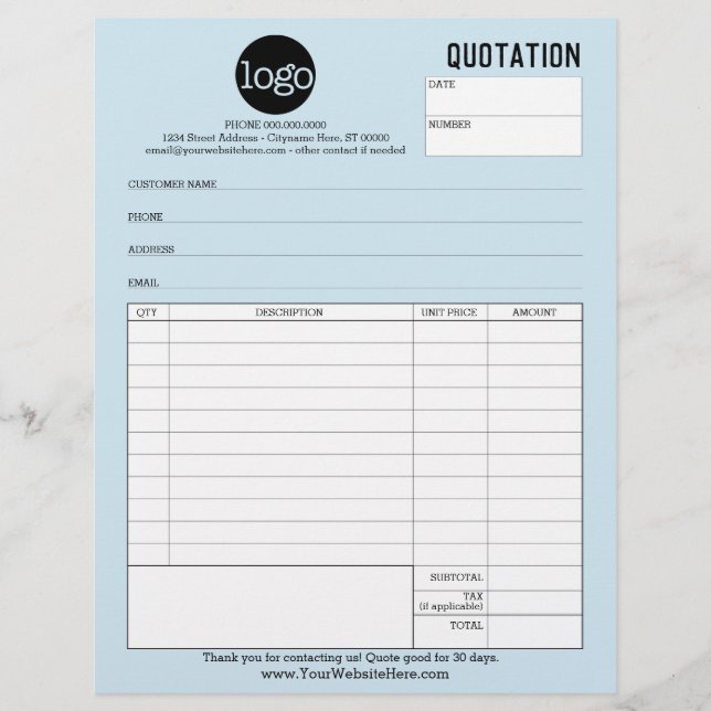 Formular-Geschäftsquotation - Blau benutzerdefinie Flyer (Vorne)