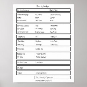 Formulare Monatlicher Haushalt. Verfolgen Sie Ihre Poster