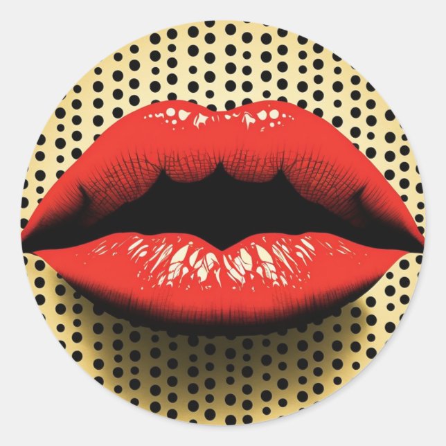 Fornasetti Style Lips Runder Aufkleber (Vorderseite)