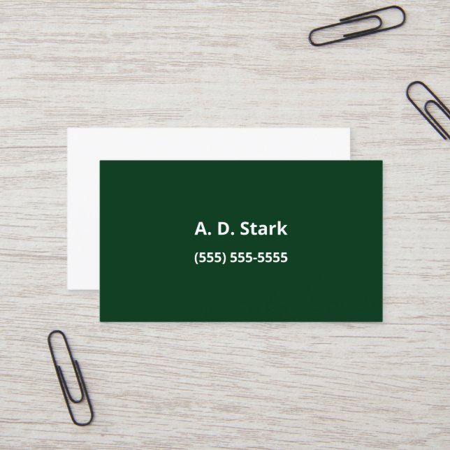 Forrest Green Minimalistisch Business Cards Visitenkarte (Vorderseite/Rückseite Beispiel)