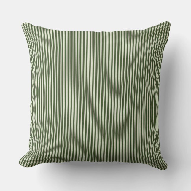 Forrest Green Ticking Stripe Kissen (Vorderseite)
