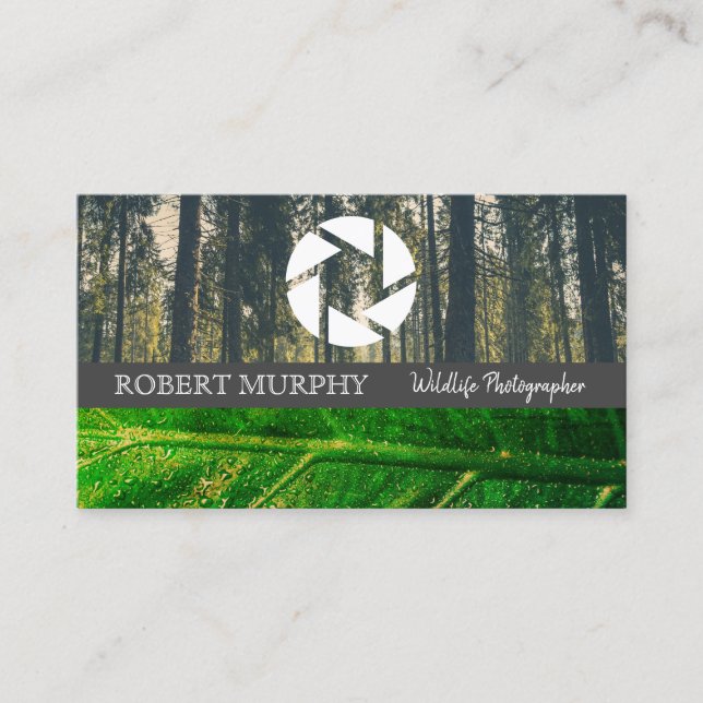Forrest | Leaf | Camera Lens Icon Visitenkarte (Vorderseite)