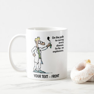 Forscher Cartoon Man Kaffeetasse