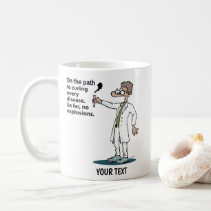 Forscherin Cartoon Frau Kaffeetasse