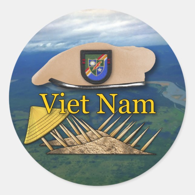 Försterveteranen-Vietnam-Aufkleber der Armee im Runder Aufkleber (Vorderseite)