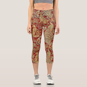 FORSTTIERE, FOX, PEACOCK, ROTE GOLDFLÜSSE CAPRI LEGGINGS