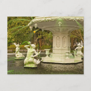 Forsyth Fountain, Savannah, GA Travel Fotografy Postkarte