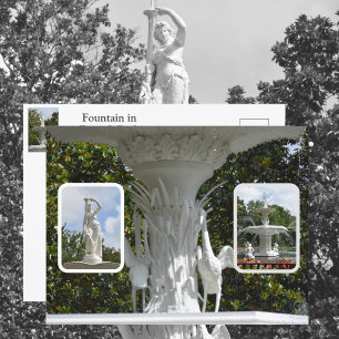 Forsyth Park Brunnen Savannah GA Fotografie Postkarte