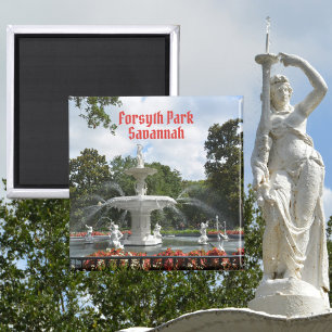 Forsyth Park Fountain Savannah Georgi Fotografi Magnet