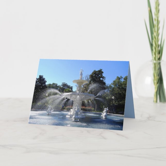 Forsyth Park Fountain, Savannah, Georgia, Card Karte (Vorderseite)