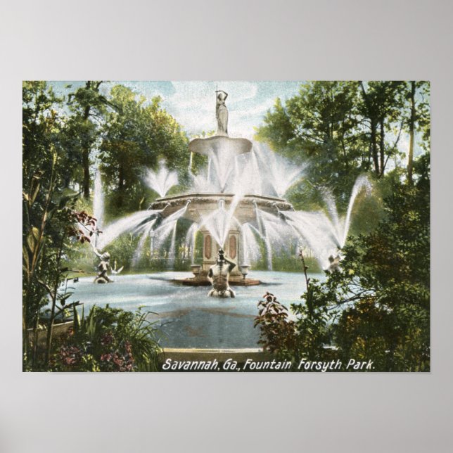 Forsyth Park, Savannah 1906 Vintag Poster (Vorne)