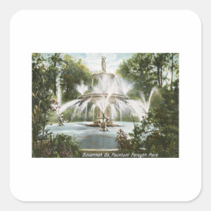 Forsyth Park, Savannah 1906 Vintage Quadratischer Aufkleber
