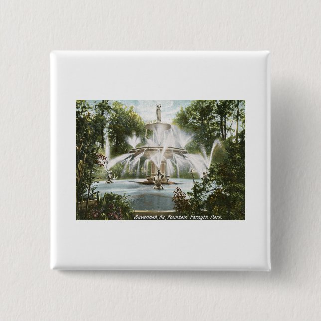 Forsyth Park, Savanne 1906 Vintag Button (Vorderseite)