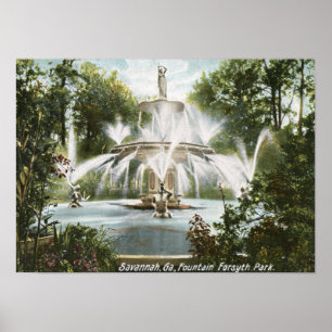 Forsyth Park, Savanne 1906 Vintag Poster