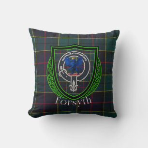 Forsyth-Schottischer-Clan-Tartan & Wappen Kissen