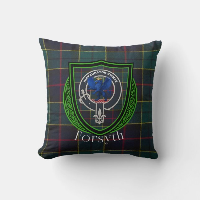 Forsyth Scottish Clan Tartan & Crest Kissen (Vorderseite)