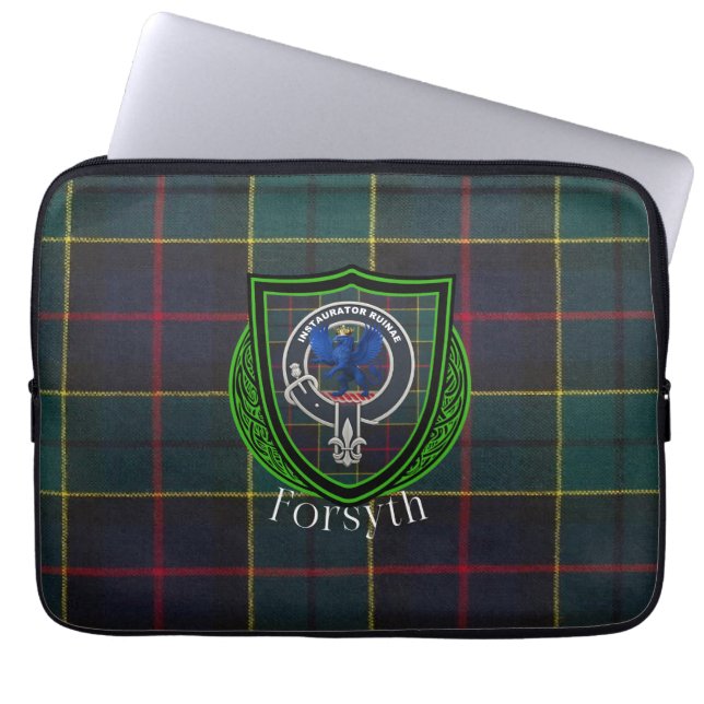 Forsyth Scottish Clan Tartan & Crest Laptopschutzhülle (Vorderseite)