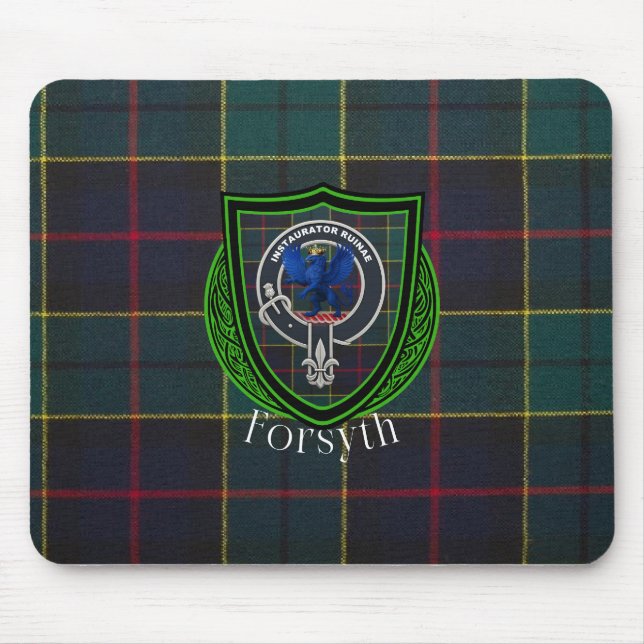 Forsyth Scottish Clan Tartan & Crest Mousepad (Vorne)
