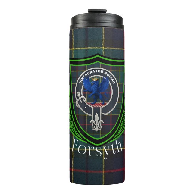 Forsyth Scottish Clan Tartan & Crest Thermosbecher (Vorderseite)