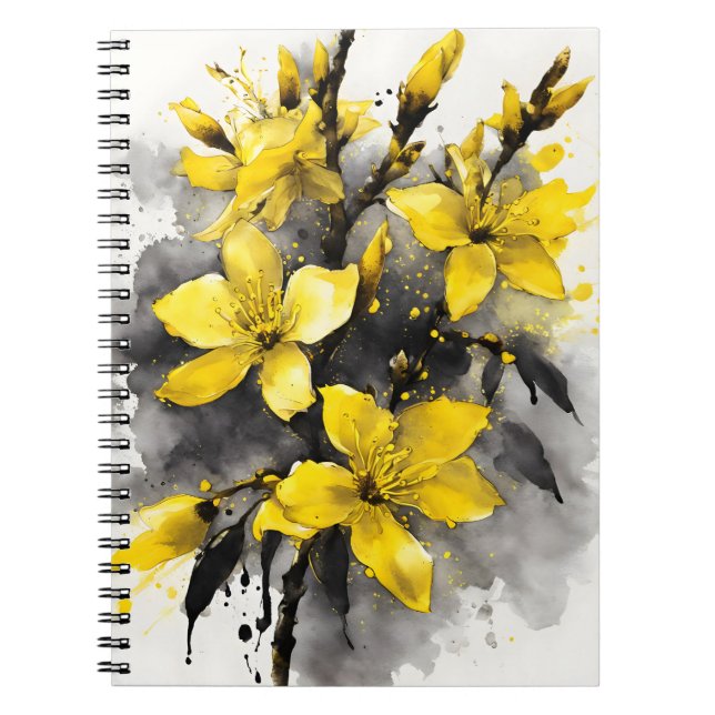 Forsythia - Aquarellblumen Notizblock (Vorderseite)