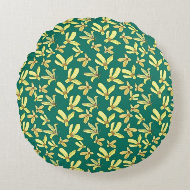 Forsythia Rundes Kissen (Vorderseite)