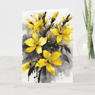 Forsythia - Watercolor flowers Karte