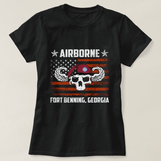 Fort Benning GA Army Base-Im Flugzeug Hemd, Vetera T-Shirt (Design vorne)