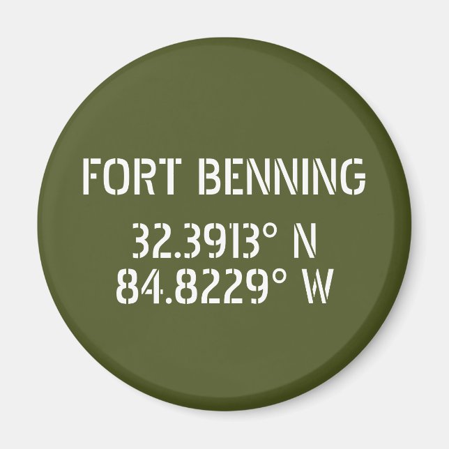 Fort Benning Latitude Longitude Magnet (Vorne)