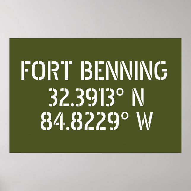 Fort Benning Latitude Longitude Poster (Vorne)