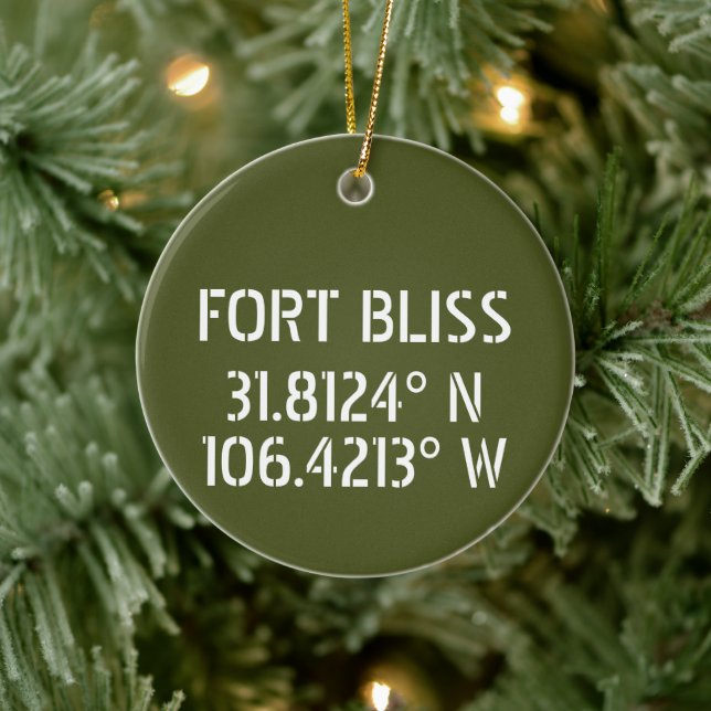 Fort Bliss Latitude Longitude Personalisiert Keramik Ornament (Baum)