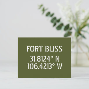 Fort Bliss Latitude Longitude Postkarte