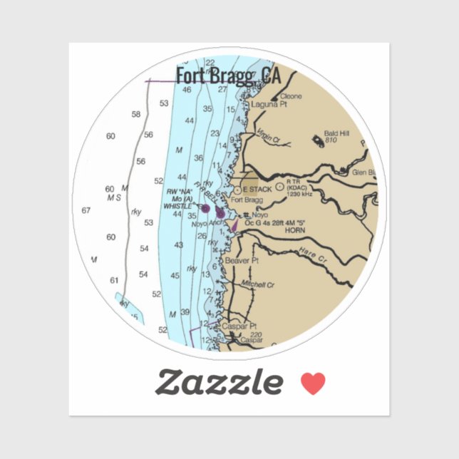 Fort Bragg California Chart Aufkleber (Blatt)