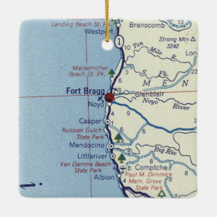 Fort Bragg Retro Map Keramikornament