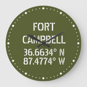 Fort Campbell Latitude Länge  Große Wanduhr