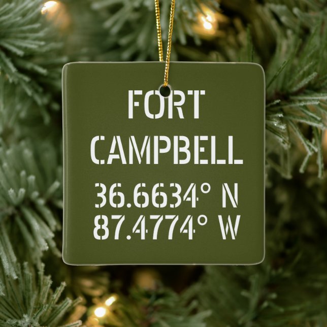 Fort Campbell Latitude Länge Keramikornament (Baum)