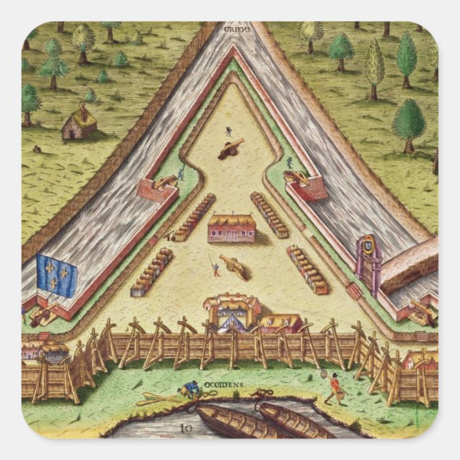 Fort Caroline von "Brevis Narratio" Quadratischer Aufkleber (Vorderseite)
