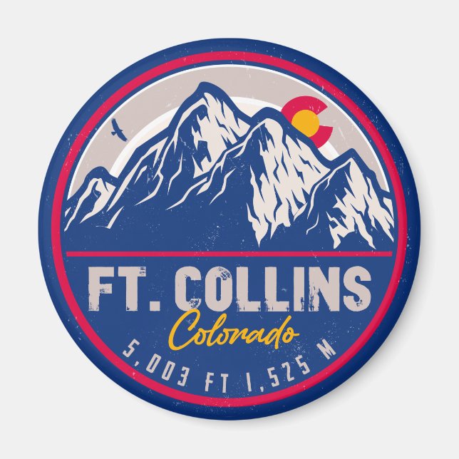 Fort Collins Colorado Flag Camping Wandern Magnet (Vorne)