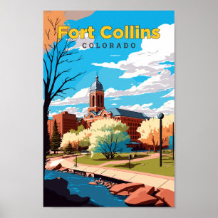 Fort Collins Colorado Reisen Vintag Poster