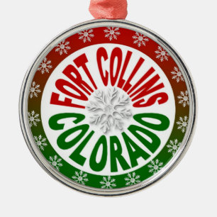 Fort Collins Colorado Schneeflocken Silbernes Ornament