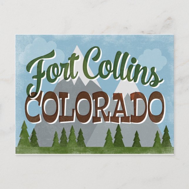 Fort Collins Colorado Snowy Mountains Postkarte (Vorderseite)
