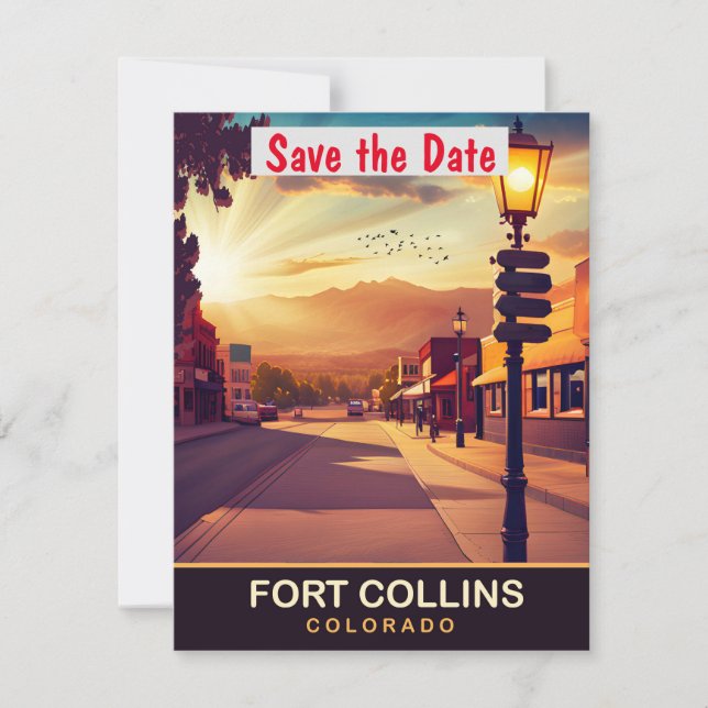 Fort Collins, Colorado, Travel Postcard, Save The Date (Vorderseite)