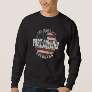 Fort Collins Colorado Vintag amerikanische Flagge Sweatshirt