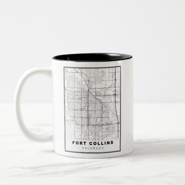Fort Collins Map Zweifarbige Tasse (Links)