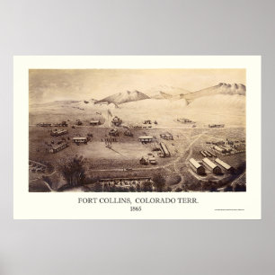 Fort Collins, panoramische Karte Co - 1865 Poster